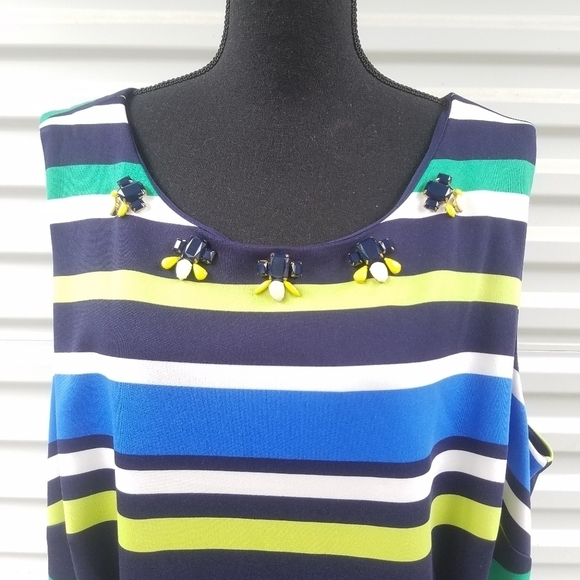 vince camuto stripped jeweled neckline shi… - Picture 6 of 9